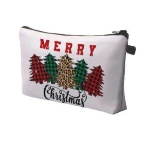 Merry Christmas Trees Quilted Jewelry Makeup Zip Bag Shein